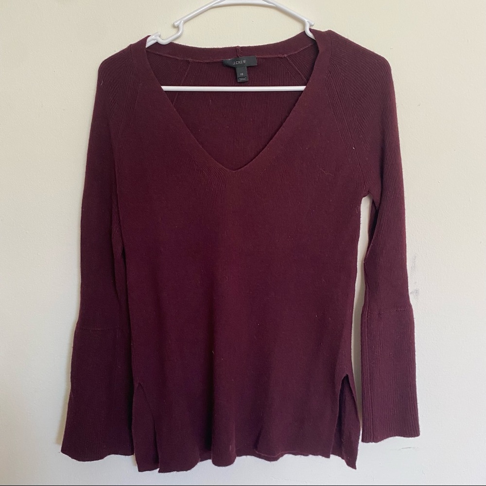 JCrew Wool Maroon V Neck Sweater